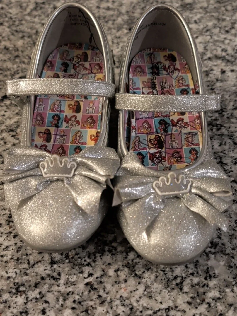 Prince Silver Glitter Mary Jane Shoes with Crown Bow
